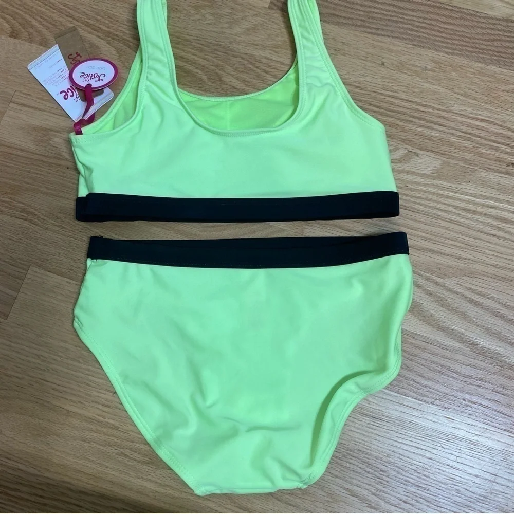 Justice Bikini Swim Suit NWT Large 12/14 Green Two Piece Bathing Kids Youth